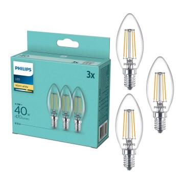 Komplekt 3x LED-pirni VINTAGE Philips B35 E14/4,3W/230V 2700K