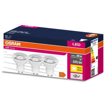 Komplekt 3x LED-reflektorlamp PAR16 GU10/6,9W/230V 2700K 60° - Osram