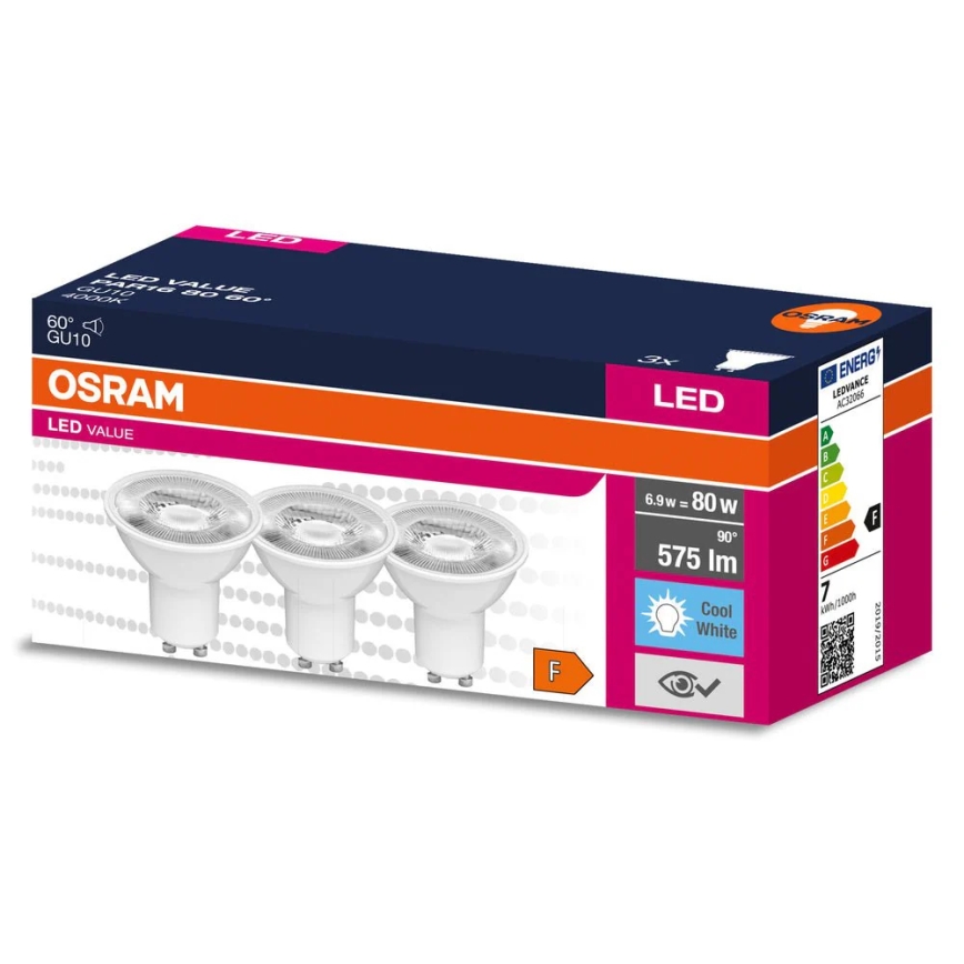 Komplekt 3x LED-reflektorpirn PAR16 GU10/6,9W/230V 4000K 60° - Osram