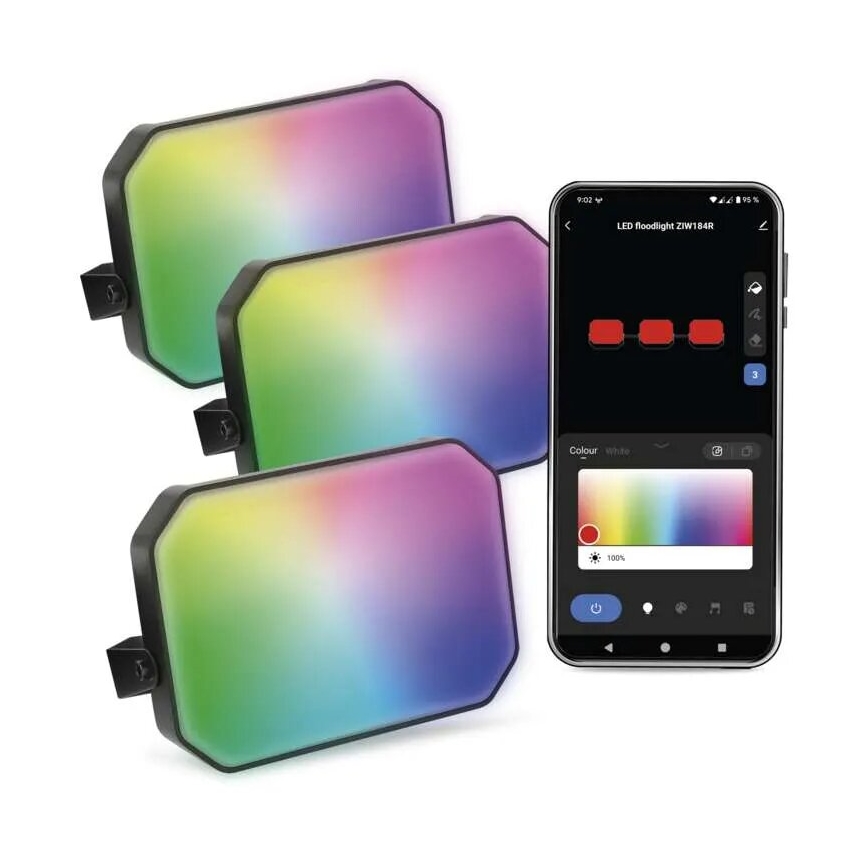 KOMPLEKT 3x LED RGBIC Hämardatav väli prožektor GoSmart LED/14W/230V 3000-6500K IP65 Wi-Fi Tuya