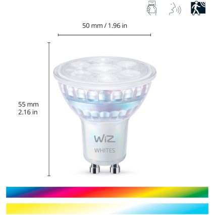 KOMPLEKT 3x LED RGBW Hämardatav pirn PAR16 GU10/4,7W/230V 2200-6500K Wi-Fi - WiZ