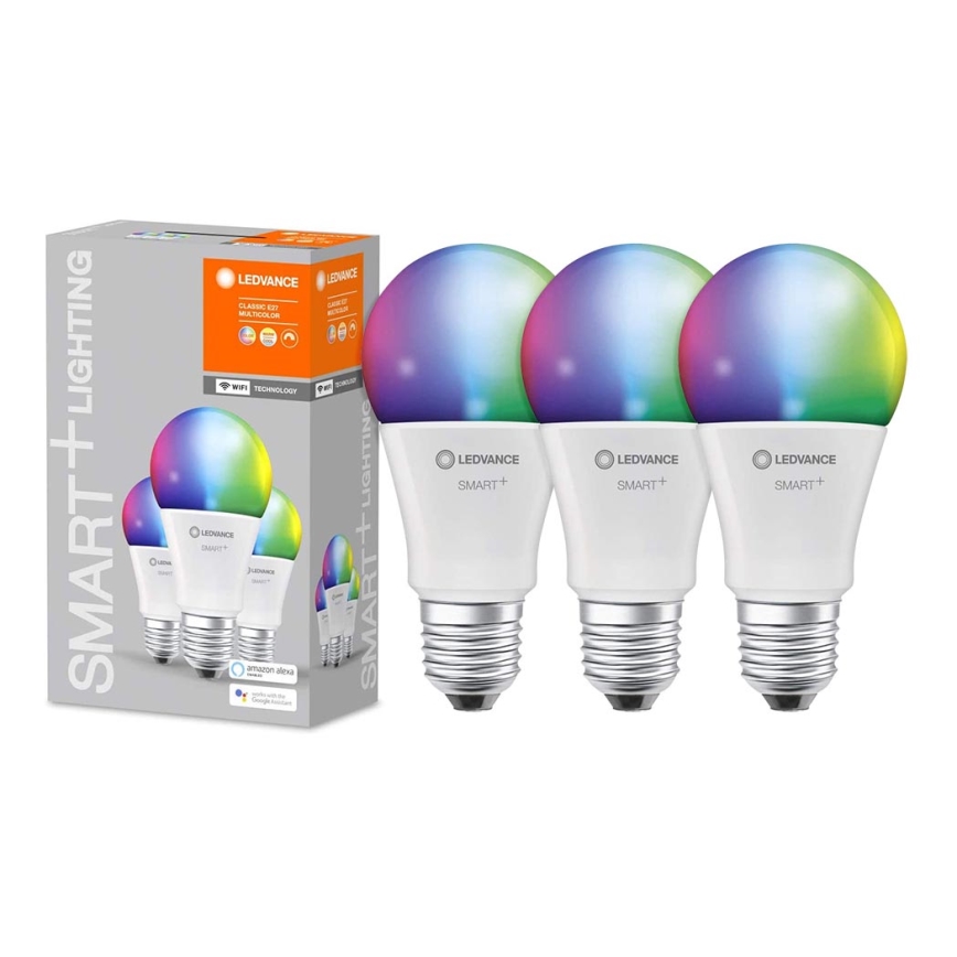 KOMPLEKT 3x LED RGBW Hämardatav pirn SMART+ E27/9W/230V 2700K-6500K Wi-Fi - Ledvance