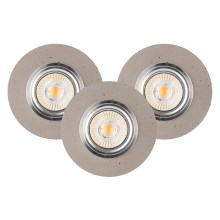 KOMPLEKT 3x LED Süvistatav valgusti VITAR 1xGU10/5W/230V betoon – FSC sertifitseeritud