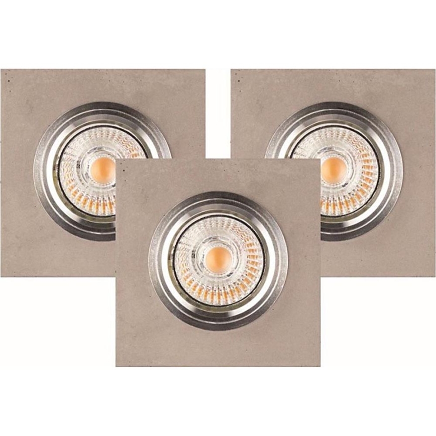 KOMPLEKT 3x LED Süvistatav valgusti VITAR 1xGU10/5W/230V CRI 90 betoon