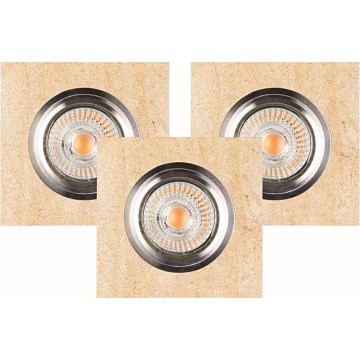 KOMPLEKT 3x LED Süvistatav valgusti VITAR 1xGU10/5W/230V CRI 90 liivakivi