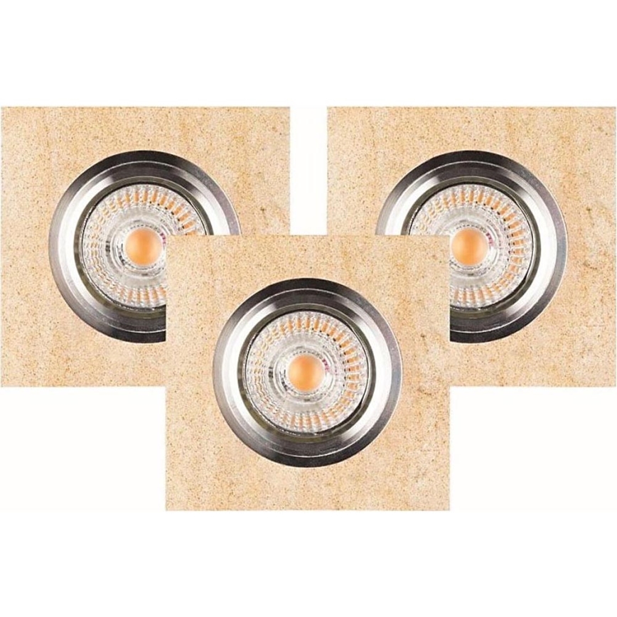 KOMPLEKT 3x LED Süvistatav valgusti VITAR 1xGU10/5W/230V CRI 90 liivakivi