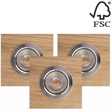 KOMPLEKT 3x LED Süvistatav valgusti VITAR 1xGU10/5W/230V CRI 90 tamm – FSC sertifitseeritud