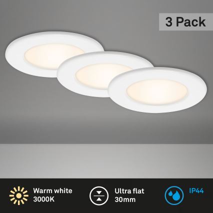 Komplekt 3x LED vannitoa süvistatavad laelambid LED/6W/230V 3000K IP44 valge