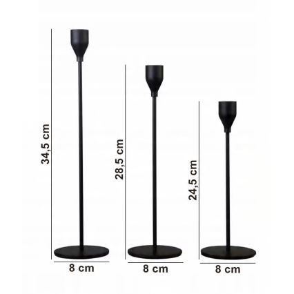 Komplekt 3x mustad küünlajalad