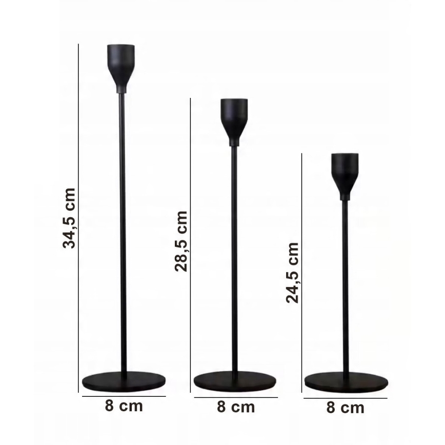 Komplekt 3x mustad küünlajalad
