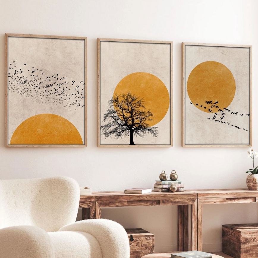 Komplekt 3x pilt fotoraamiga 50x70 cm beež/oranž