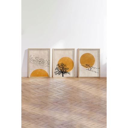 Komplekt 3x pilt fotoraamiga 50x70 cm beež/oranž