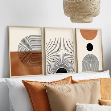 KOMPLEKT 3x Pilt pildiraamis 50x70 cm beež/pruun