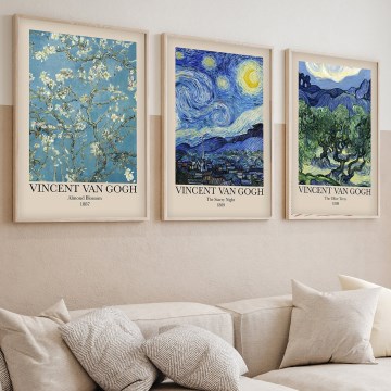 KOMPLEKT 3x Pilt pildiraamis 50x70 cm Vincent van Gogh
