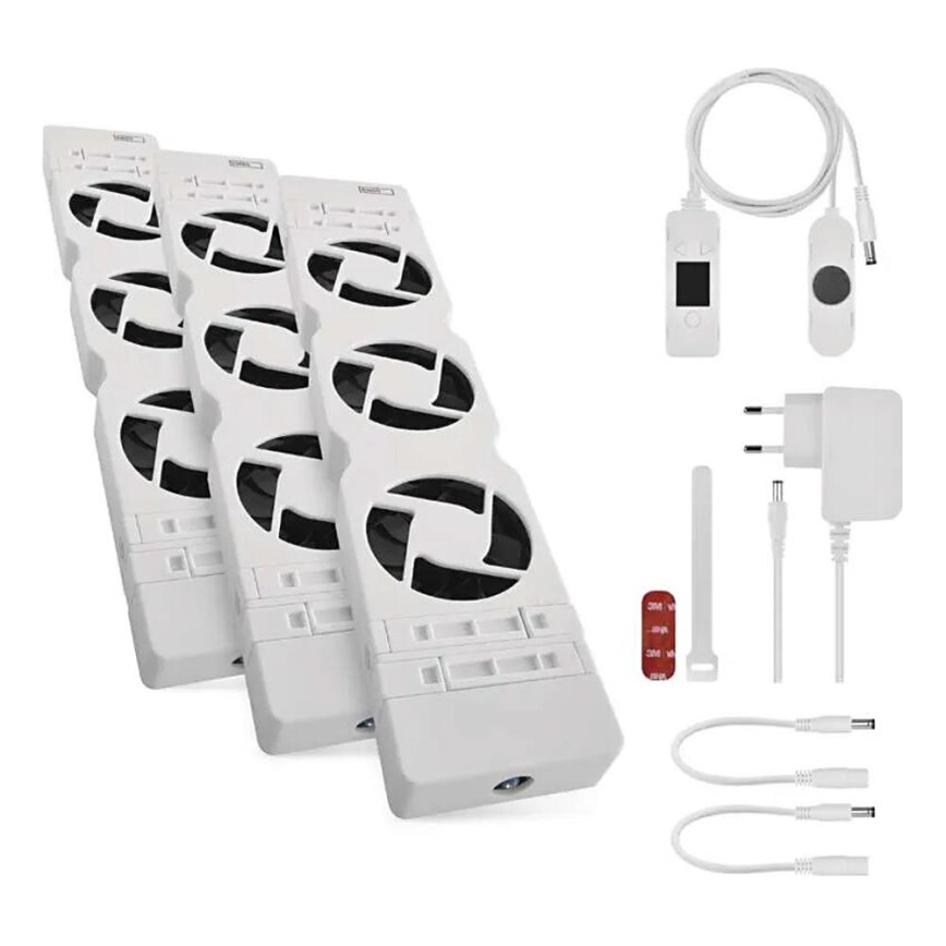 KOMPLEKT 3x Radiaatori ventilaator 5/230V valge