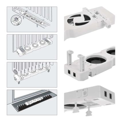 KOMPLEKT 3x Radiaatori ventilaator 5/230V valge