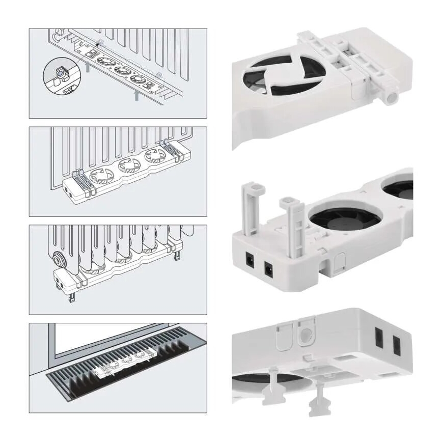 KOMPLEKT 3x Radiaatori ventilaator 5/230V valge