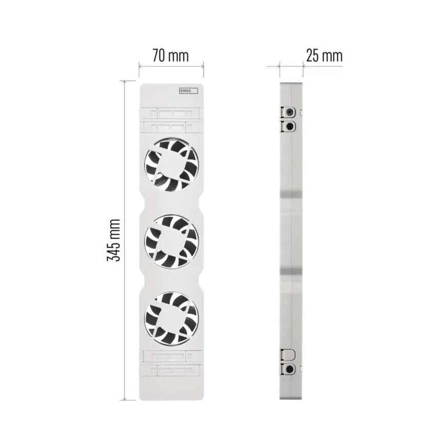 KOMPLEKT 3x Radiaatori ventilaator 5/230V valge