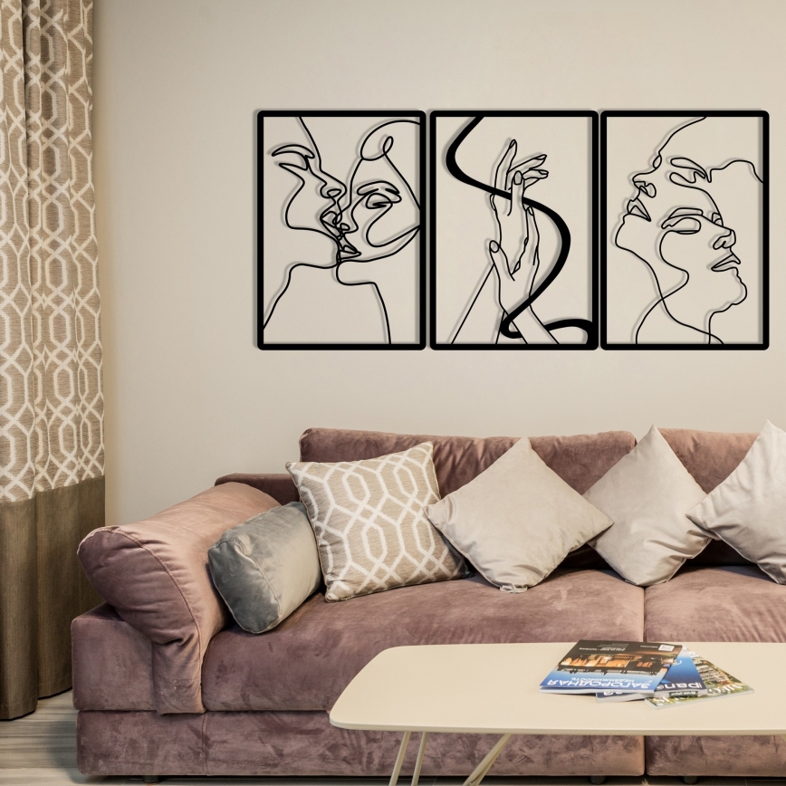 KOMPLEKT 3x Seinakaunistus 109x50 cm armastus metall