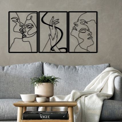 KOMPLEKT 3x Seinakaunistus 109x50 cm armastus metall
