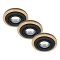 Komplekt 3x sisseehitatavad laevalgustid TOBBY 1xGU10/20W/230V läbimõõt 11,5 cm tamm/must
