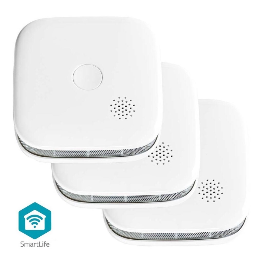 KOMPLEKT 3x Suitsuandur SmartLife 3V/1xCR123A Wi-Fi Tuya