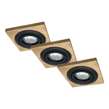 KOMPLEKT 3x Süvistatav valgusti TOBBY 1xG9/20W/230V 11,5x11,5 cm tamm/must