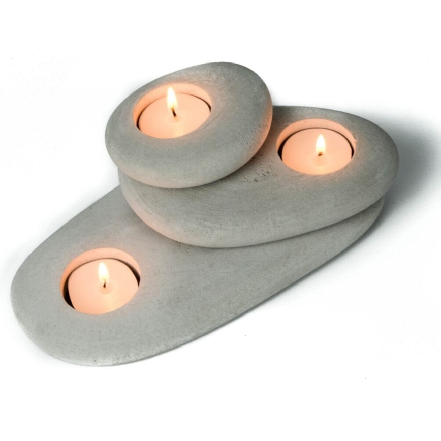 Komplekt 3x Teeküünlaalus 21,5cm/15cm/9cm betoon