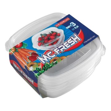 KOMPLEKT 3x Toidukarp 0,9 l läbipaistev