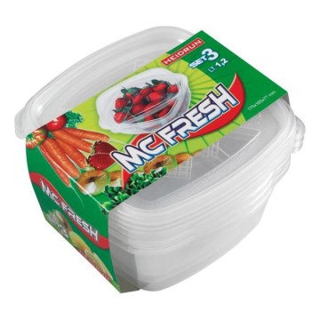 KOMPLEKT 3x Toidukarp 1,2 l läbipaistev