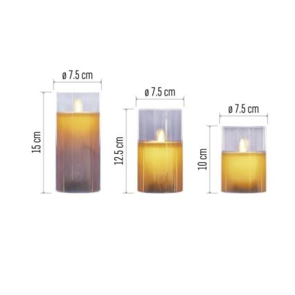 Komplekt 3× LED-küünalt, töötab 6×AA patareidega