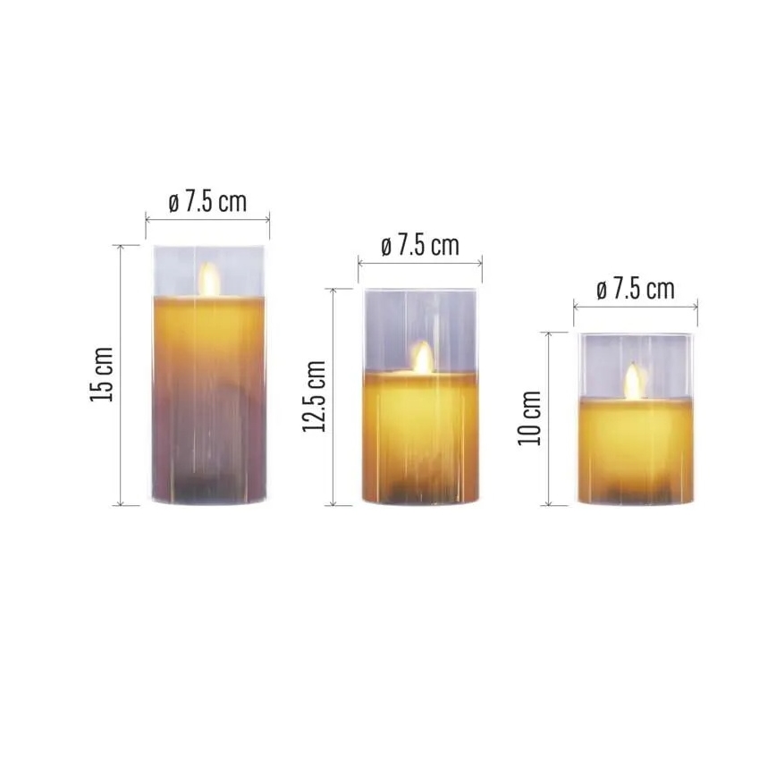 Komplekt 3× LED-küünalt, töötab 6×AA patareidega