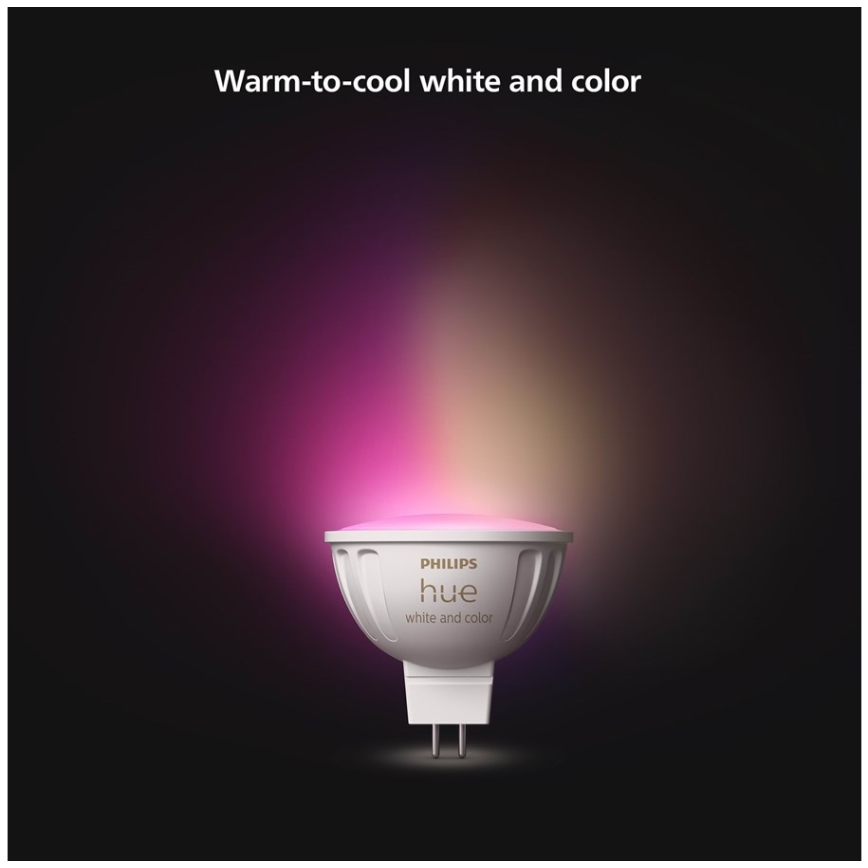 Komplekt 4x hämardatav Philips Hue WHITE AND COLOR AMBIANCE LED RGBW-pirn GU5,3/MR16/6,3W/12V 2000-6500K