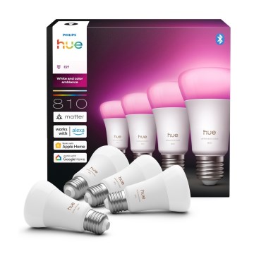 Komplekt 4x hämardatavad Philips Hue WHITE AND COLOR AMBIANCE LED-pirnid E27/6W/230V 1000-20000K