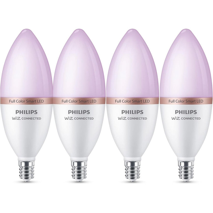 Komplekt 4x LED RGB hämardatav pirn Philips SMART C37 E14/4,9W/230V 2200-6500K