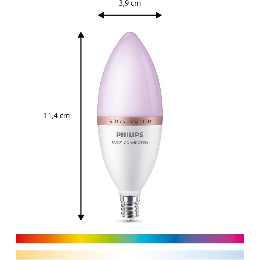 Komplekt 4x LED RGB hämardatav pirn Philips SMART C37 E14/4,9W/230V 2200-6500K