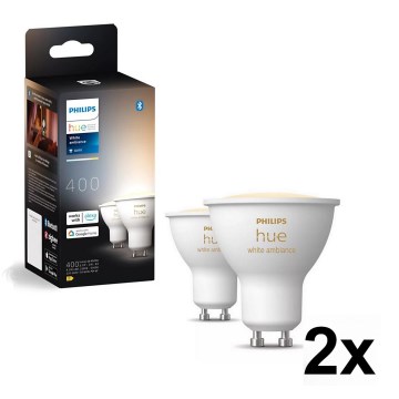 Komplekt 4x hämardatavat Philips Hue WHITE AMBIANCE GU10 LED-pirni, 4,2W/230V, 2200-6500K