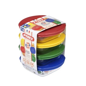 Komplekt 4x klaaspurki toidu säilitamiseks PYREX 0,3 l