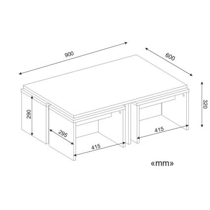 KOMPLEKT 4x Küljelaud CHEST 29x41 cm + kohvilaud 32x90 cm