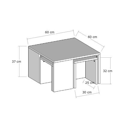 KOMPLEKT 4x Küljelaud ORTANCA + kohvilaud, beež