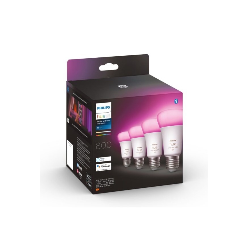 KOMPLEKT 4x LED Hämardatav pirn Philips Hue White And Color Ambience E27/6,5W/230V 2000-6500K