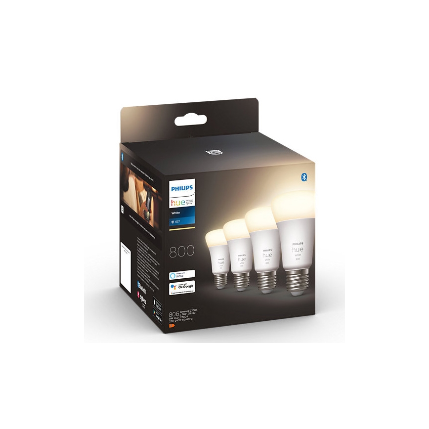 KOMPLEKT 4x LED Hämardatav pirn Philips Hue WHITE A60 E27/9W/230V 2700K