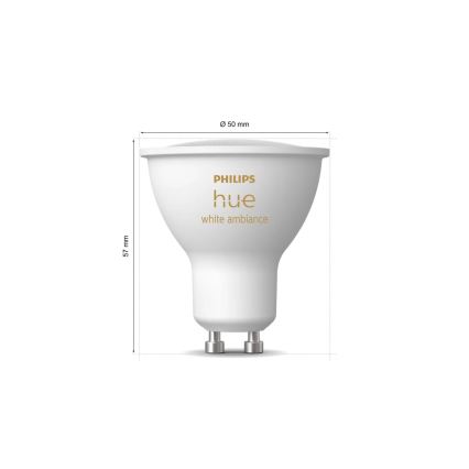 Komplekt 4x hämardatavat Philips Hue WHITE AMBIANCE GU10 LED-pirni, 4,2W/230V, 2200-6500K