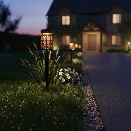 Komplekt 4x LED päikeselamp DECOR LED/1,2V 150 mAh 3000K 39 cm IP44 must