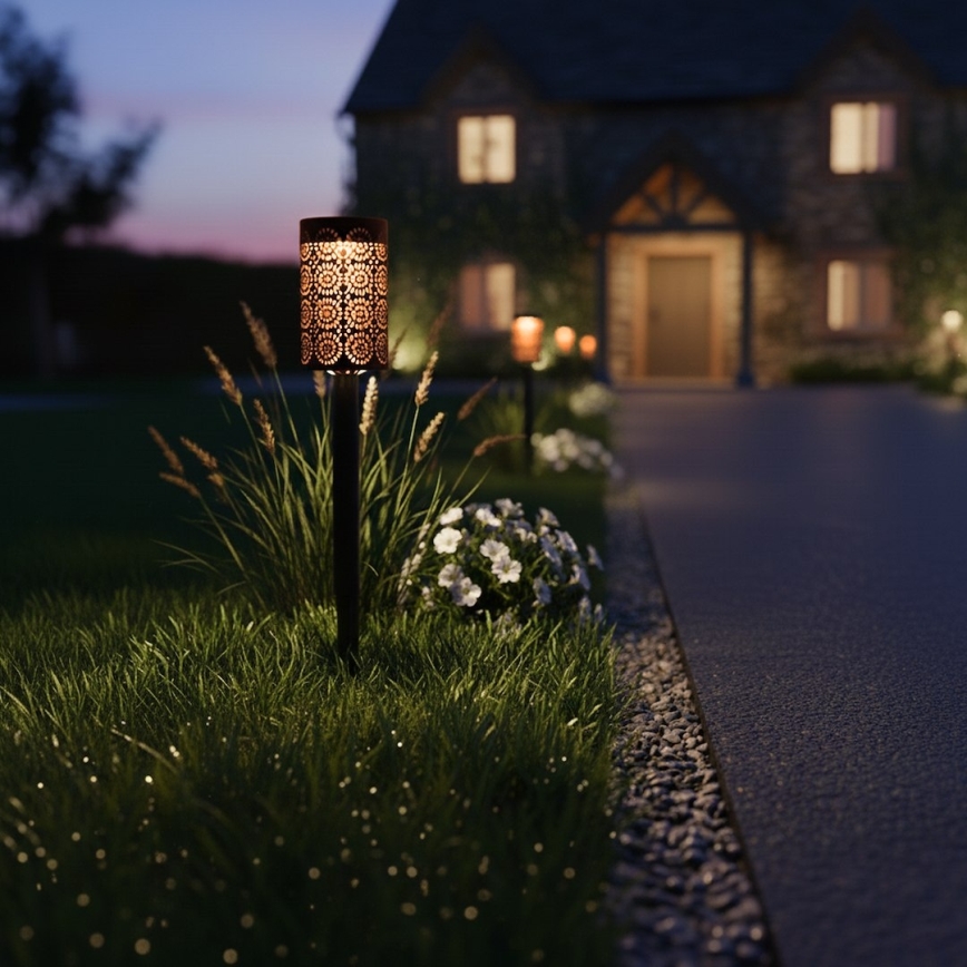 Komplekt 4x LED päikeselamp DECOR LED/1,2V 150 mAh 3000K 39 cm IP44 must