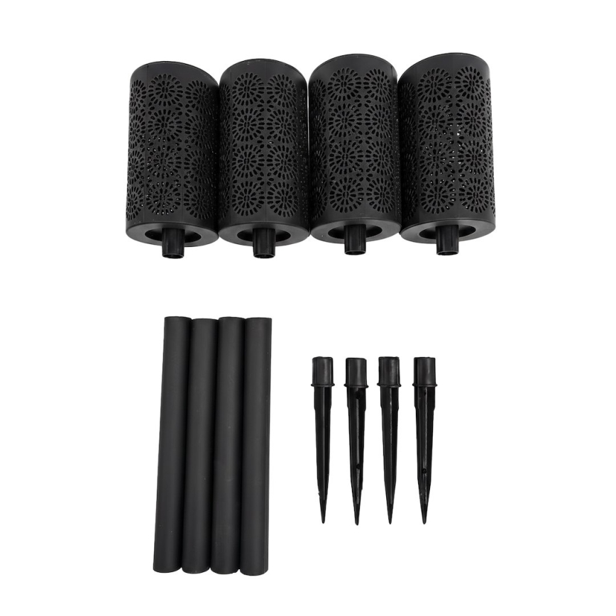 Komplekt 4x LED päikeselamp DECOR LED/1,2V 150 mAh 3000K 39 cm IP44 must