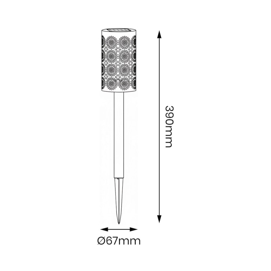 Komplekt 4x LED päikeselamp DECOR LED/1,2V 150 mAh 3000K 39 cm IP44 must