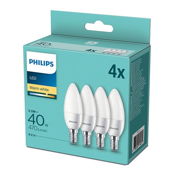 KOMPLEKT 4x LED Pirn Philips E14/5,5W/230V 2700K