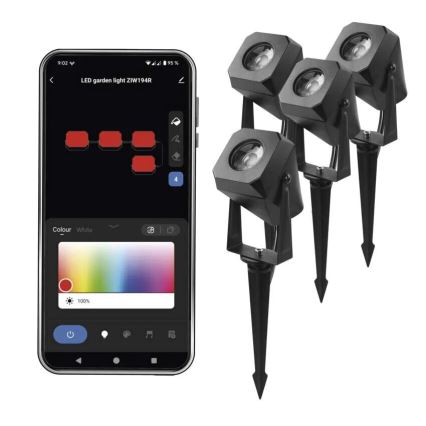 KOMPLEKT 4x LED RGBIC Hämardatav välilamp LED/7W/230V 3000-6500K IP65 Wi-Fi Tuya