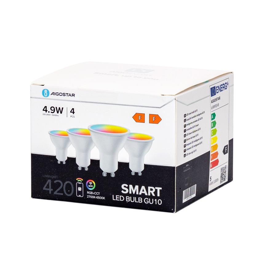 Komplekt 4x LED RGBW pirnid Smart GU10/4,9W/230V 2700-6500K - Aigostar